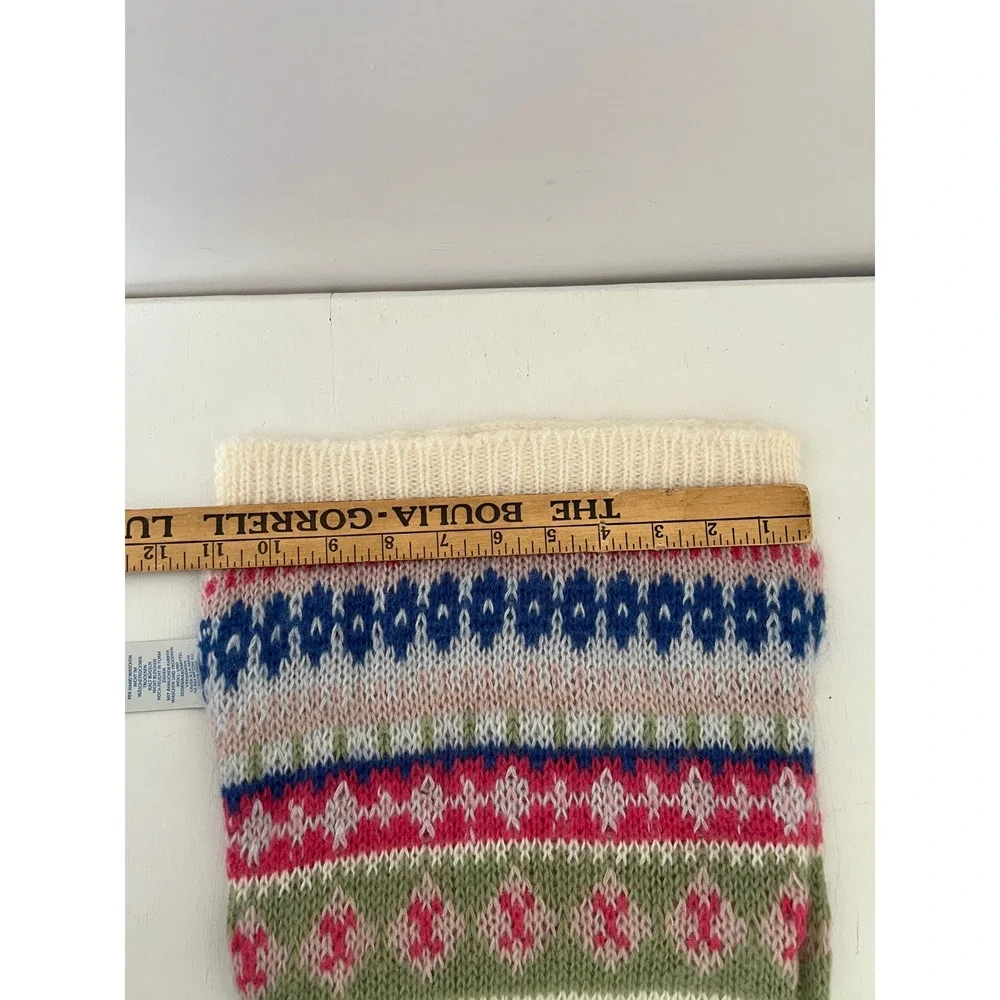 Boden Scarf Cream Fair Isle Mohair Wool Blend Knit Long Winter Scarf